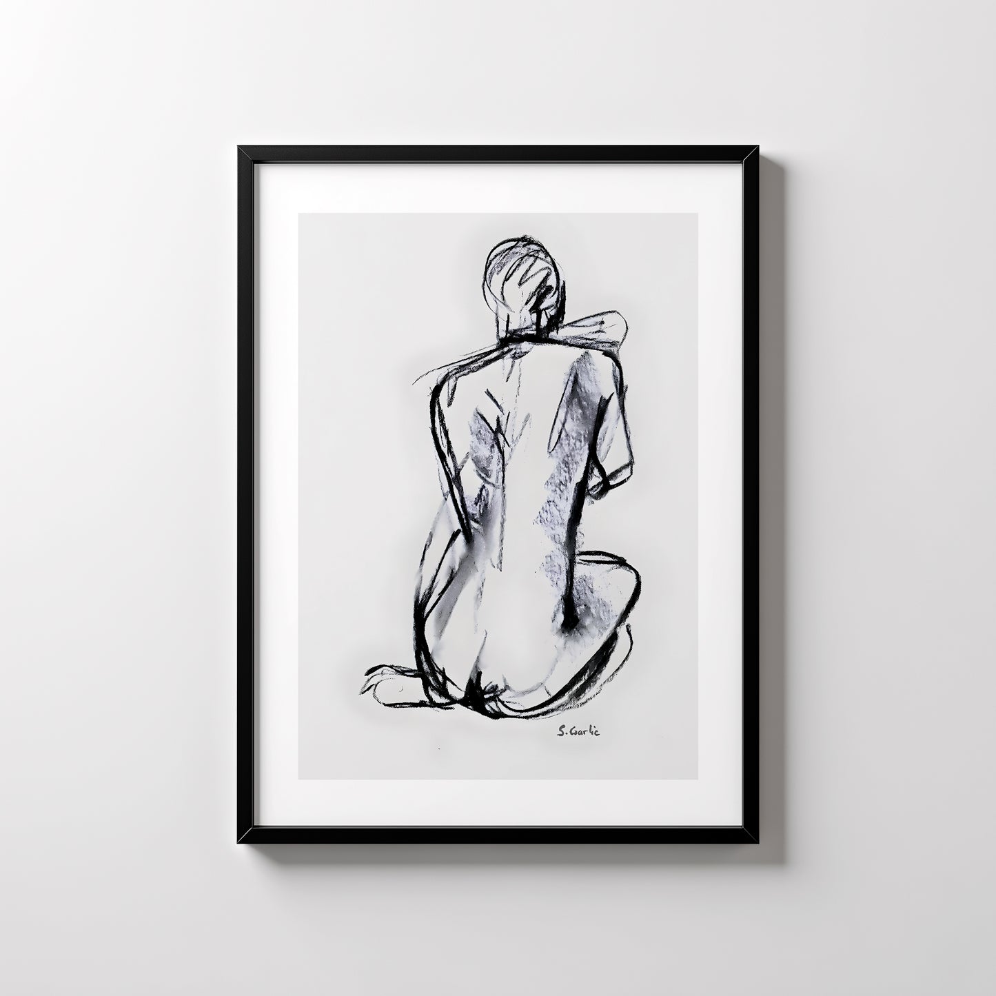 Sittende akt. Kunsttrykk