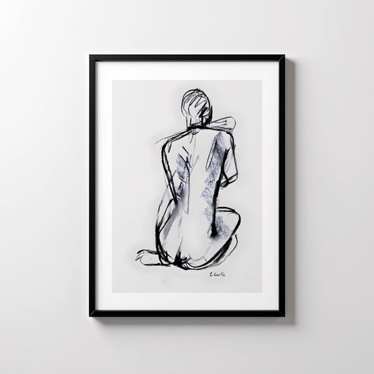Sittende akt. Kunsttrykk