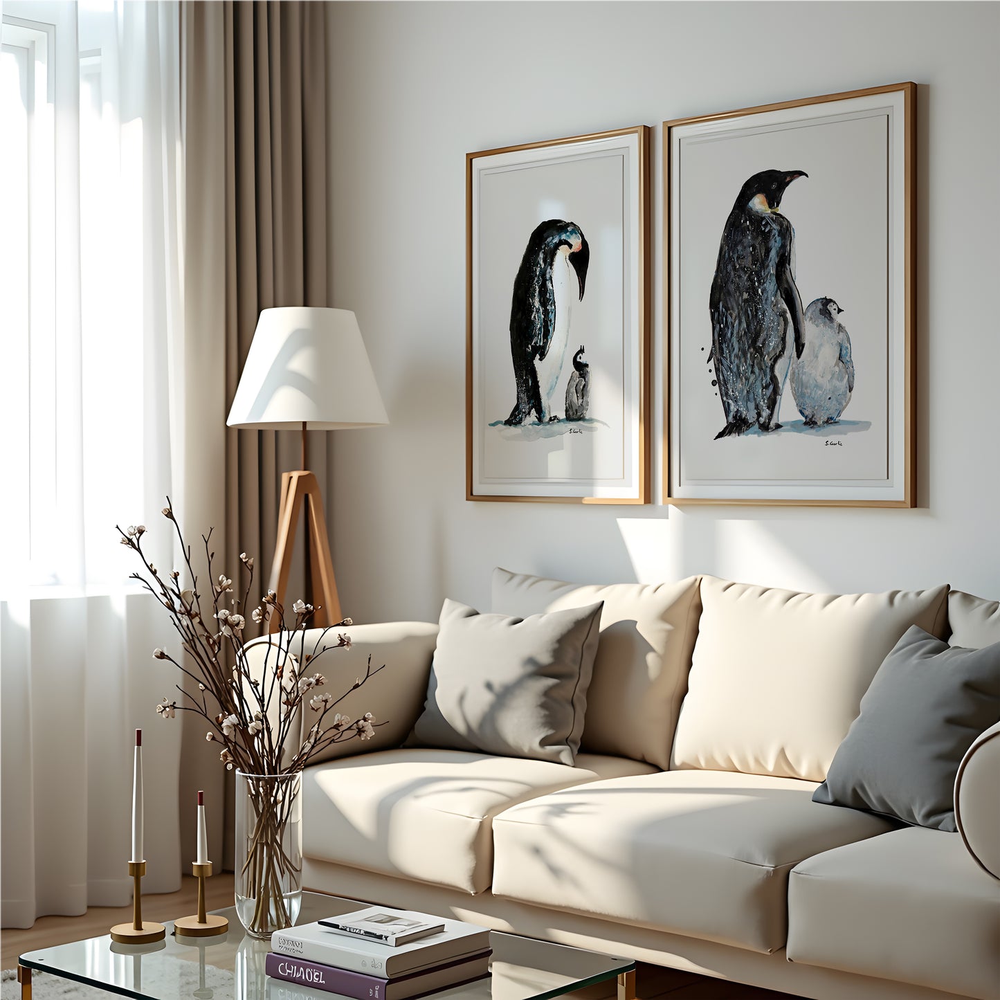 Sammen i isødet. Pingviner. Kunsttrykk