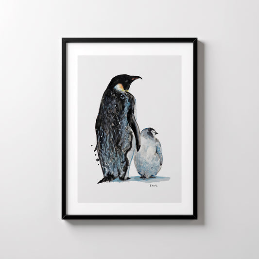 Sammen i isødet. Pingviner. Kunsttrykk