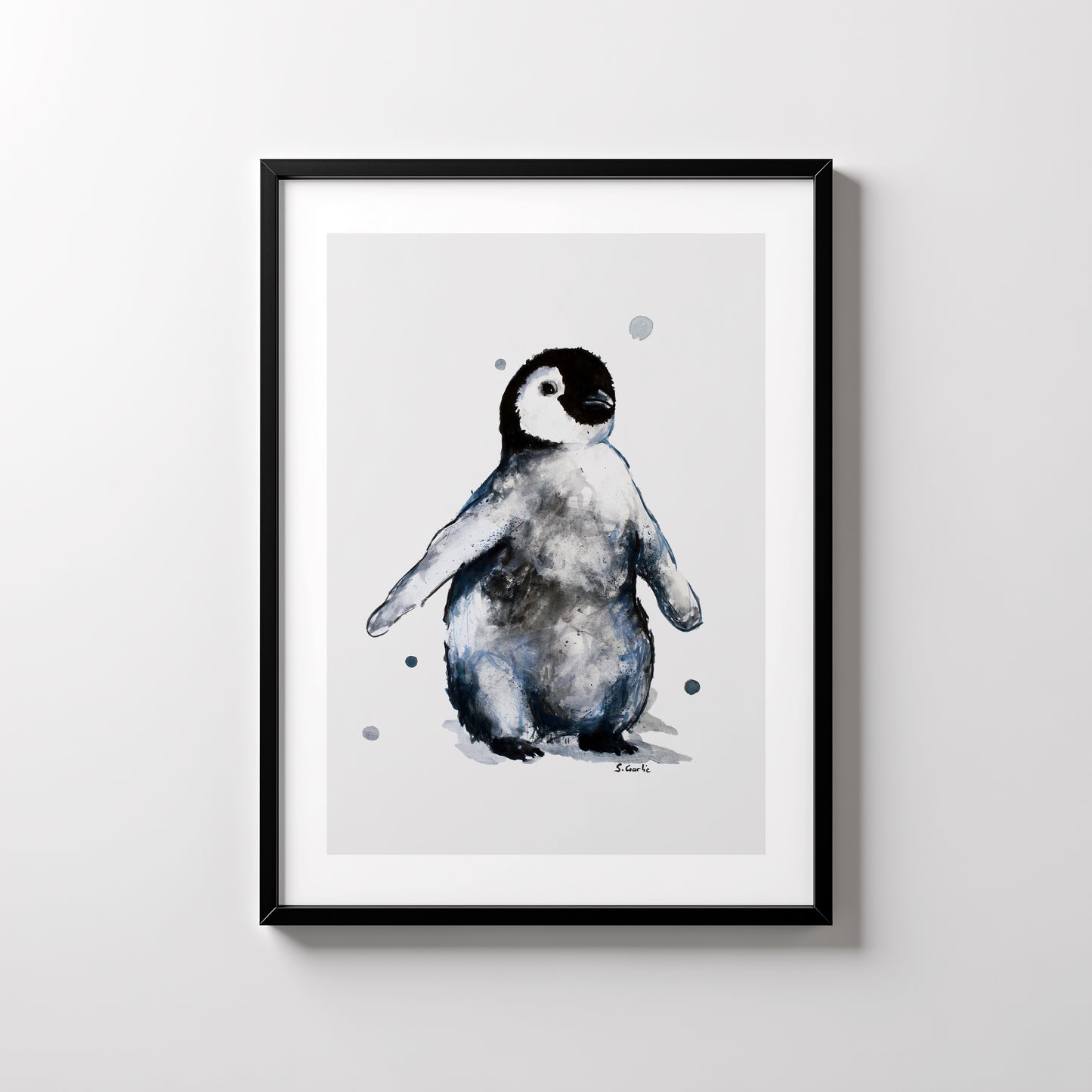 Vingestrekk. Pingvin. Kunsttrykk