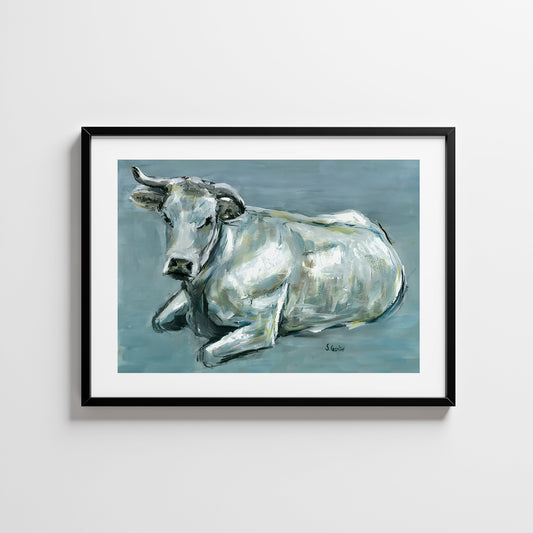 Hvilende ku. Kunsttrykk