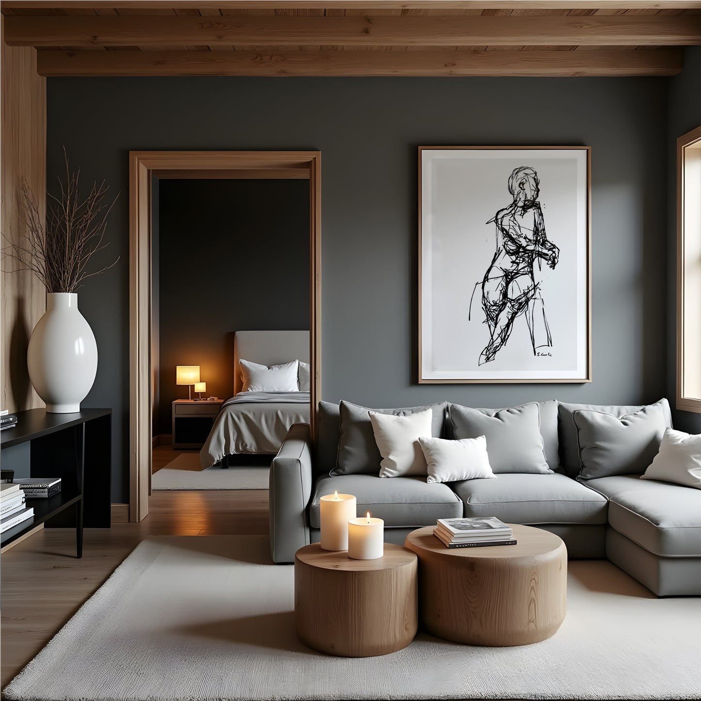 Sittende akt. Kunsttrykk