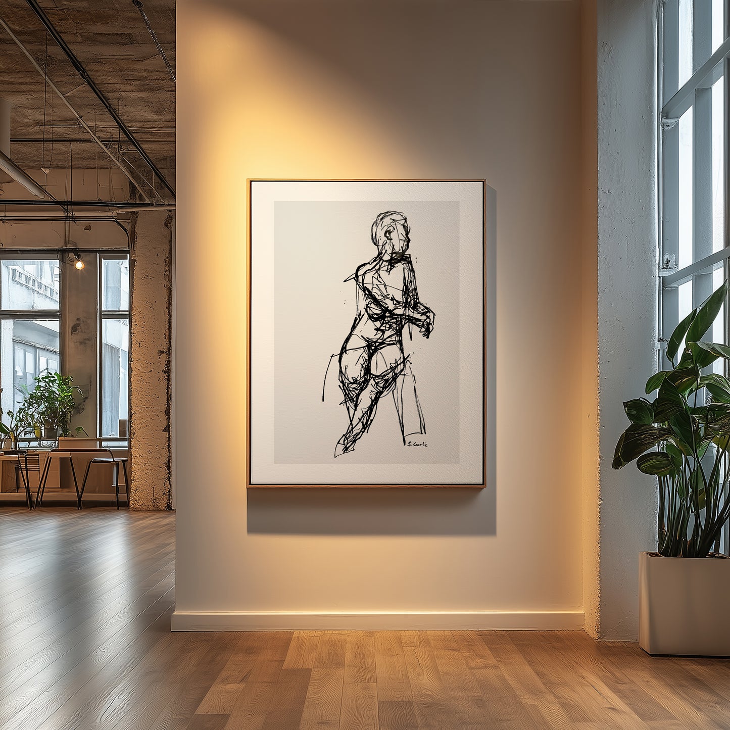 Sittende akt. Kunsttrykk