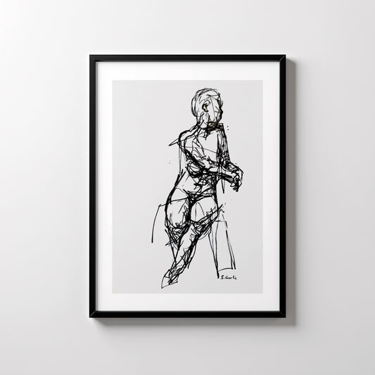 Sittende akt. Kunsttrykk