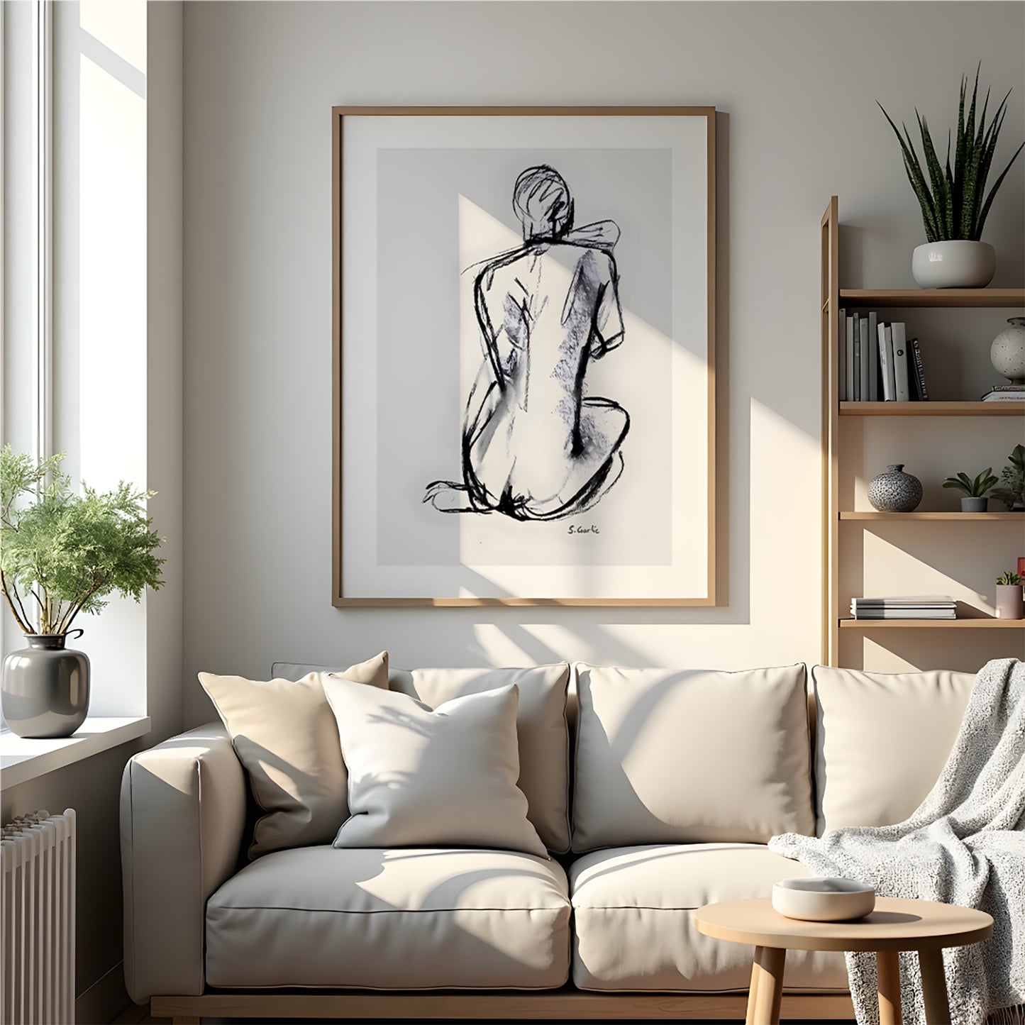 Sittende akt. Kunsttrykk