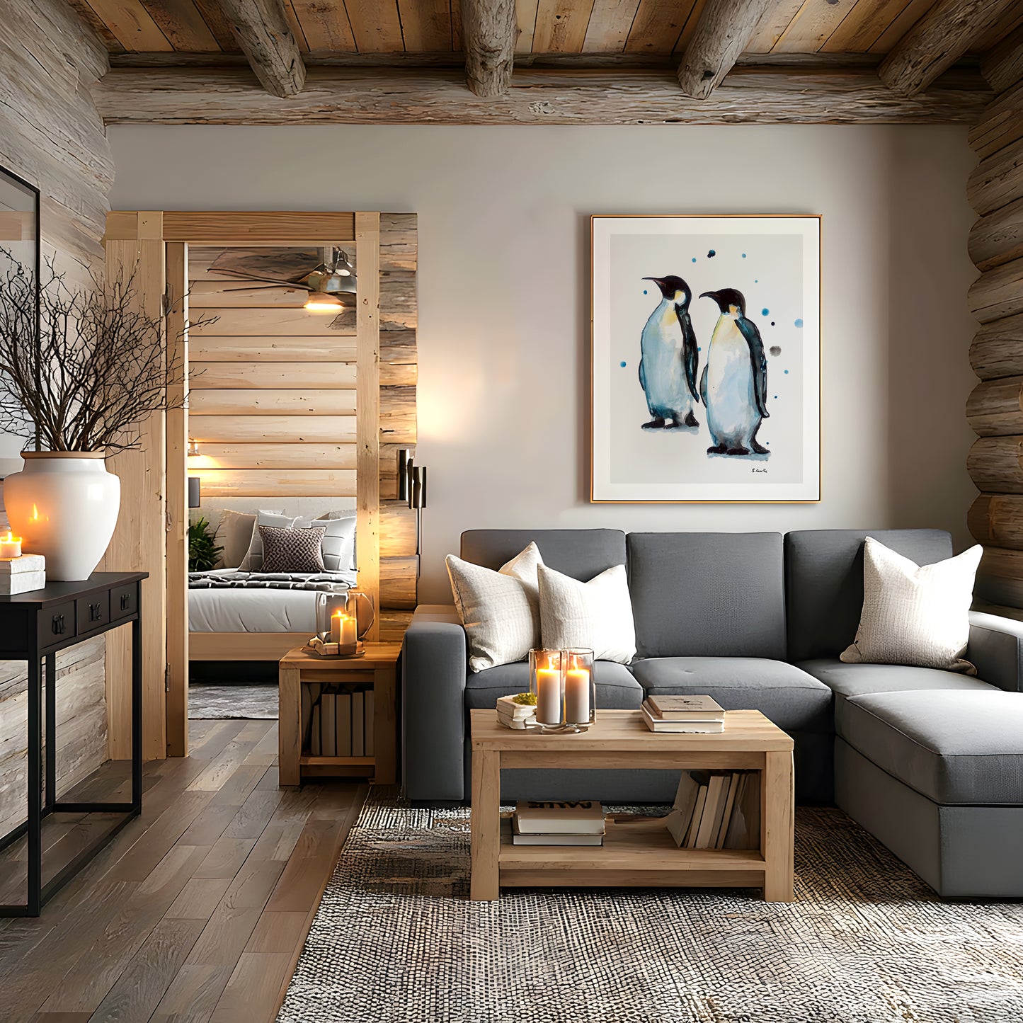 Vandre sammen. Pingviner. Kunsttrykk