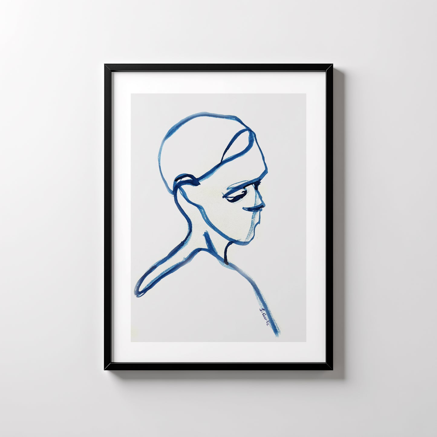 Profil i blått. Kunsttrykk